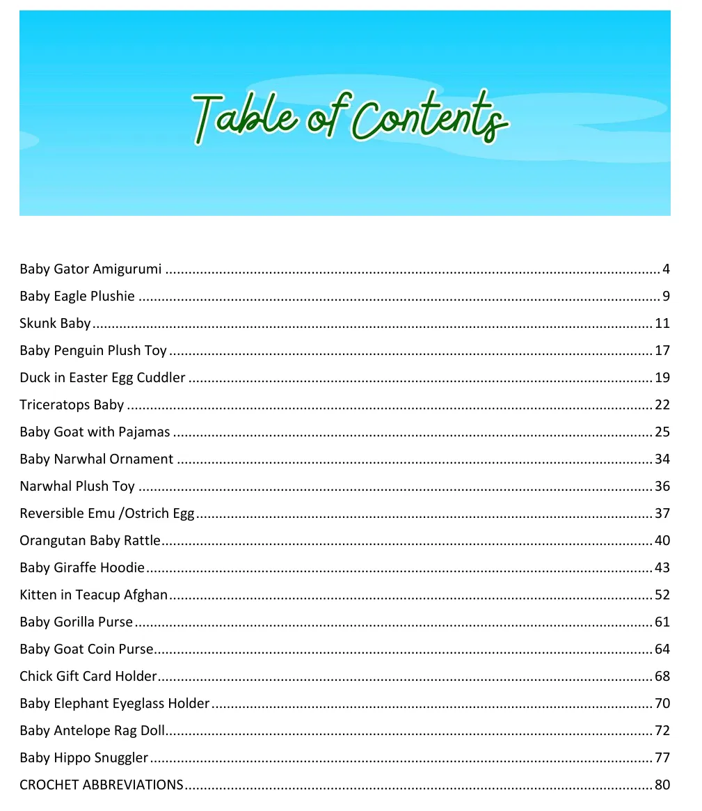 Baby Animals Crochet Patterns Ebook