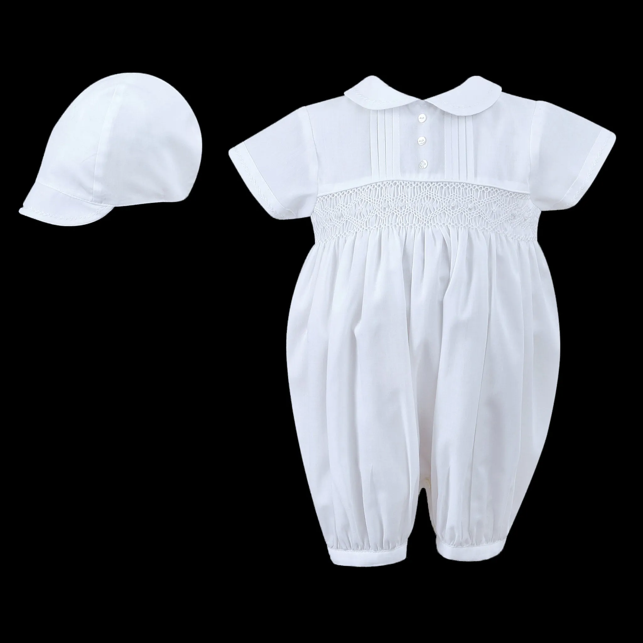 Baby Boy Christening Romper with Hat - Sarah Louise 002200