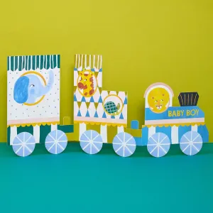 'Baby boy' concertina fold train card