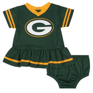 Baby Girls Green Bay Packers Cheerleader Dress and Diaper Cover Set