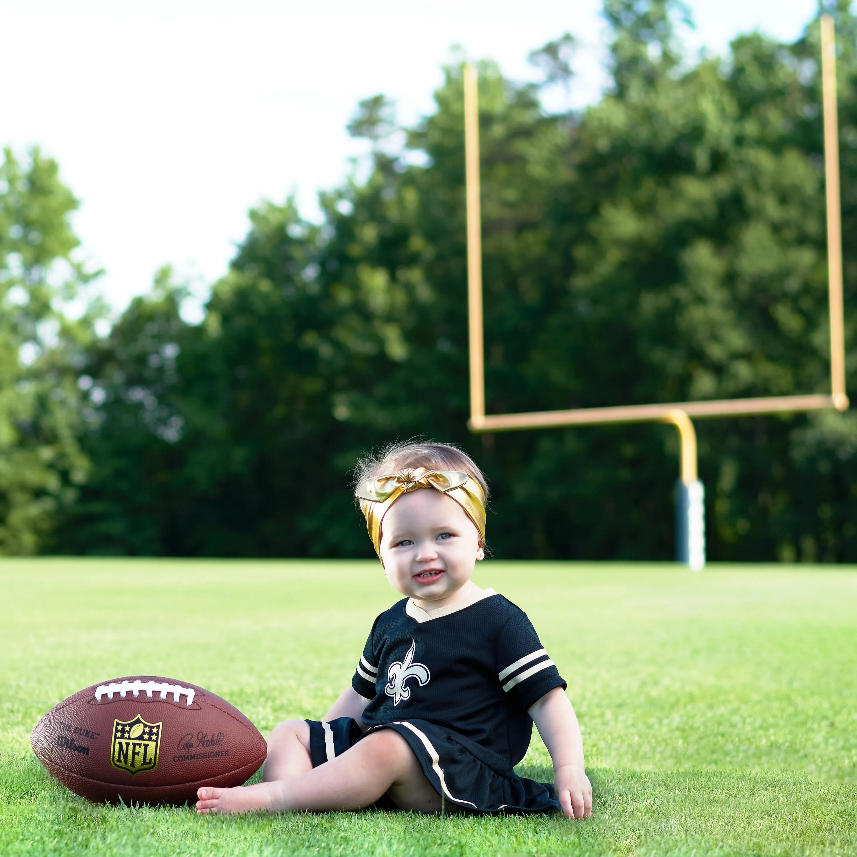 Baby Girls New Orleans Saints Cheerleader Dress and Diaper Cover Set