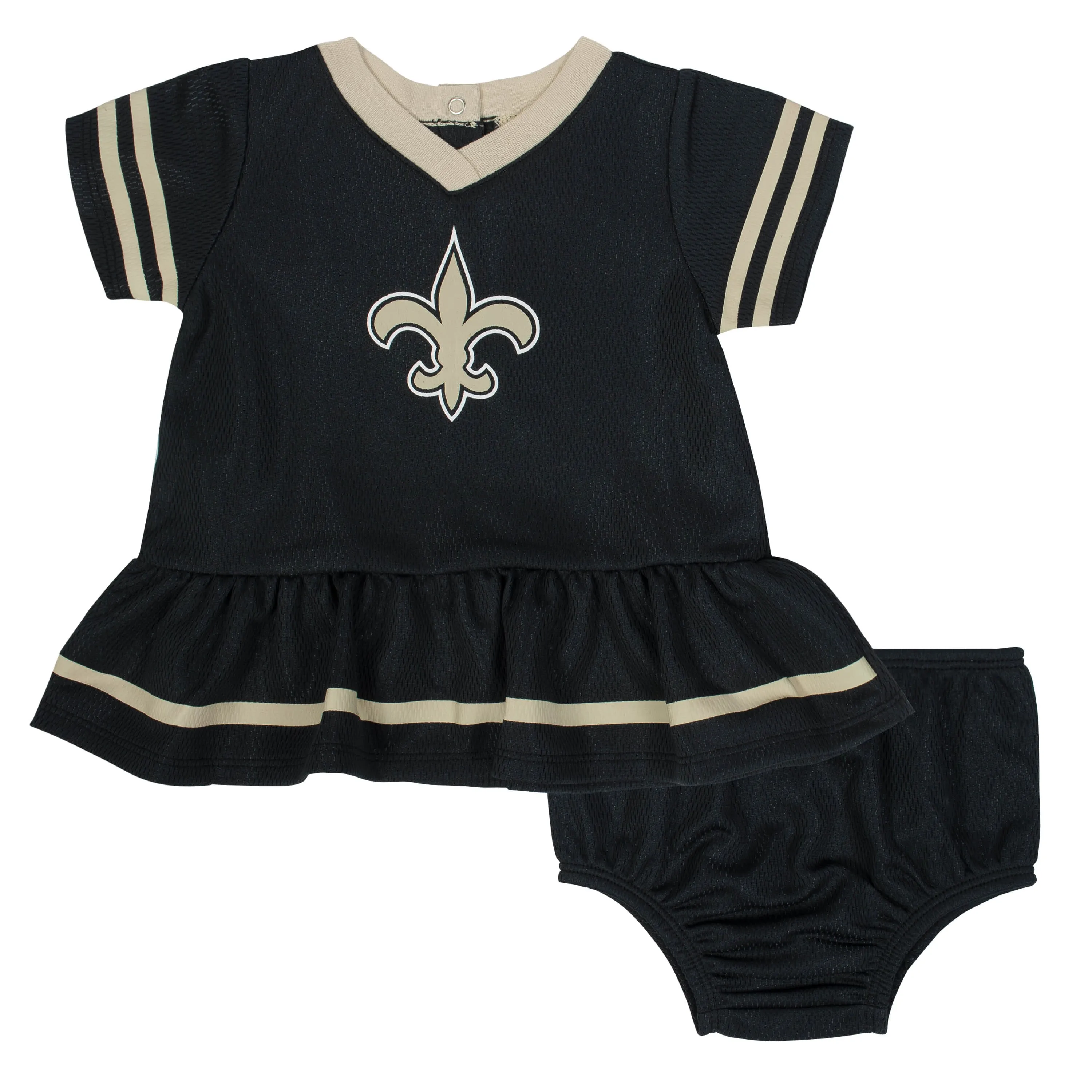 Baby Girls New Orleans Saints Cheerleader Dress and Diaper Cover Set