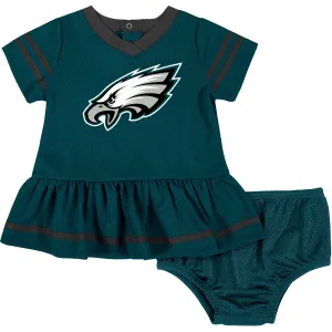 Baby Girls Philadelphia Eagles Cheerleader Dress and Diaper Cover Set