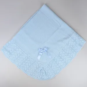Baby Shawl / Luxury Knitted Spanish Shawl - Blue
