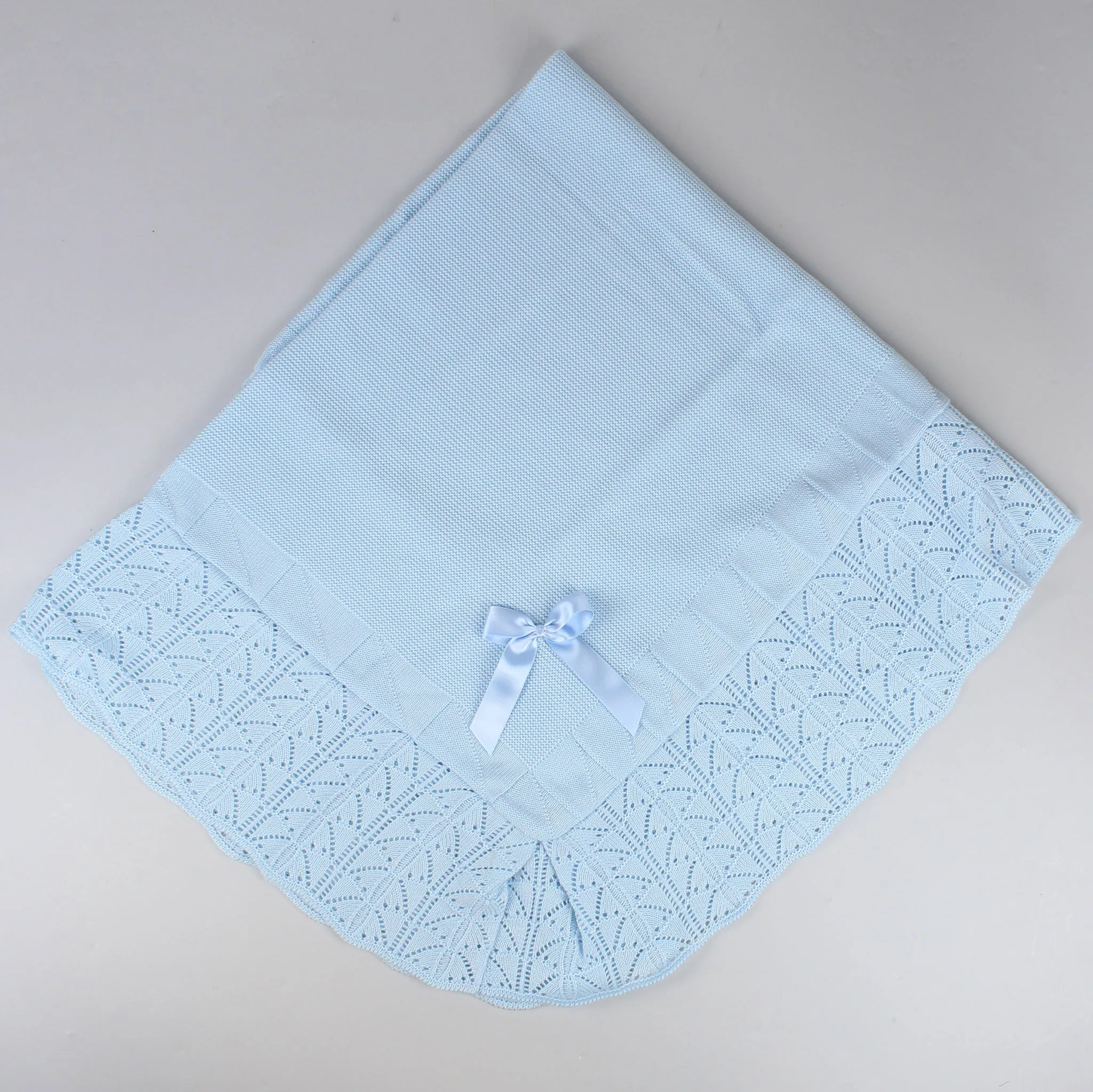 Baby Shawl / Luxury Knitted Spanish Shawl - Blue