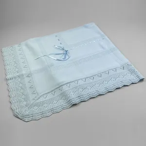 Baby Shawl / Luxury Knitted Spanish Shawl - Blue