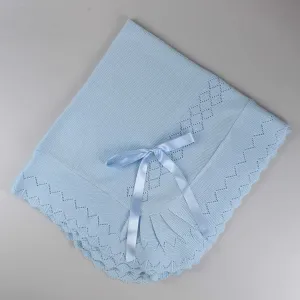 Baby Shawl / Luxury Knitted Spanish Shawl- Blue