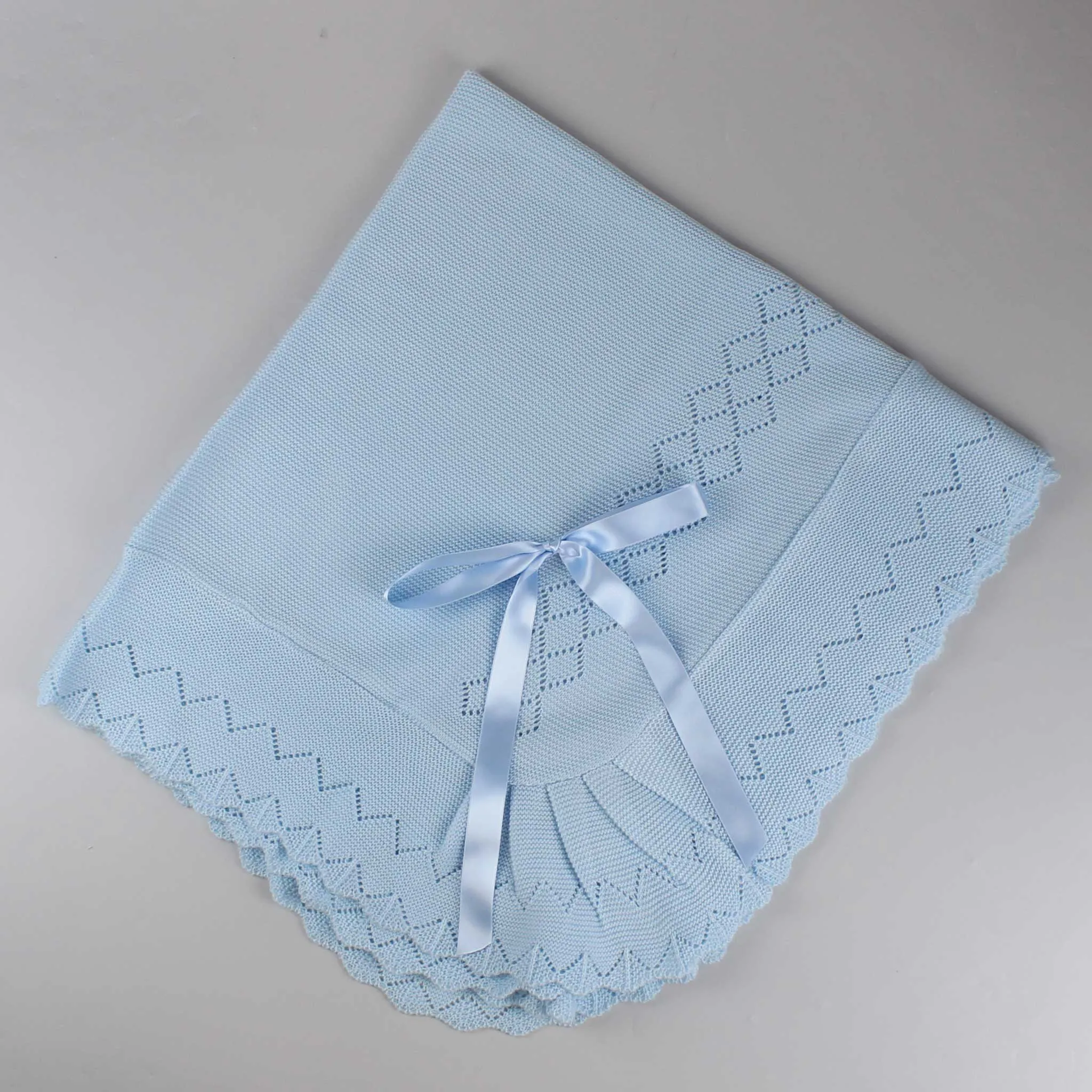 Baby Shawl / Luxury Knitted Spanish Shawl- Blue