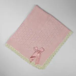 Baby Shawl / Luxury Knitted Spanish Shawl - Dusty Pink