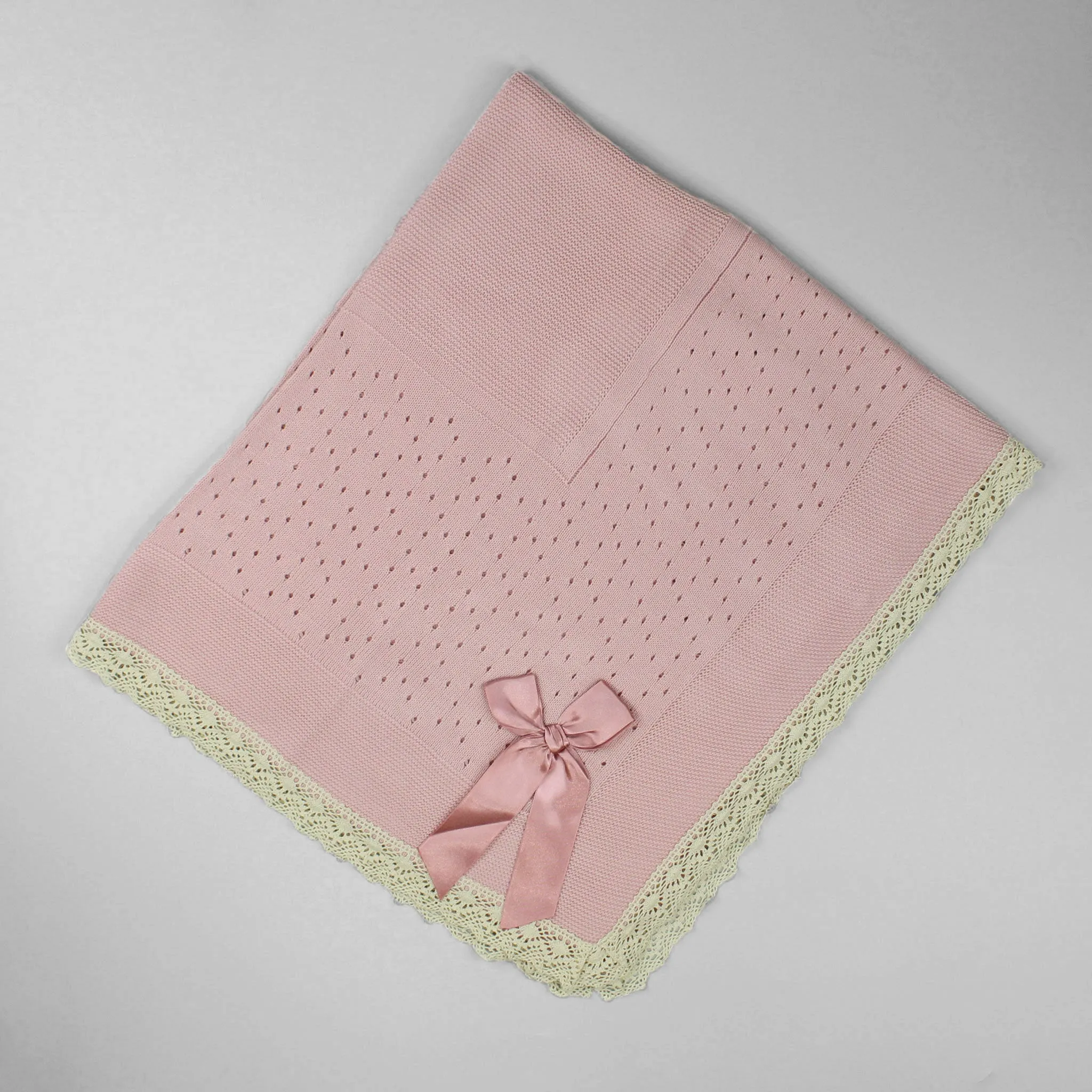 Baby Shawl / Luxury Knitted Spanish Shawl - Dusty Pink