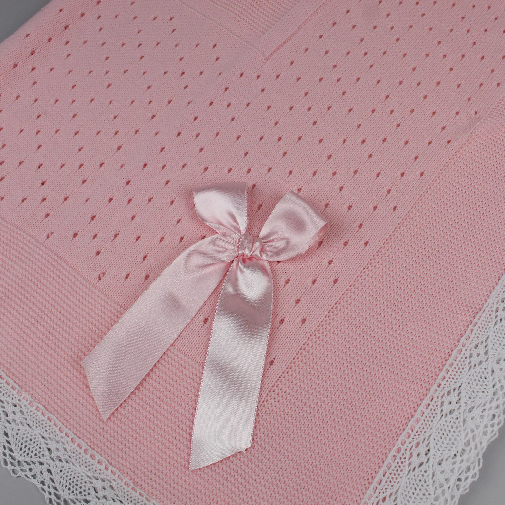 Baby Shawl / Luxury Knitted Spanish Shawl - Pink