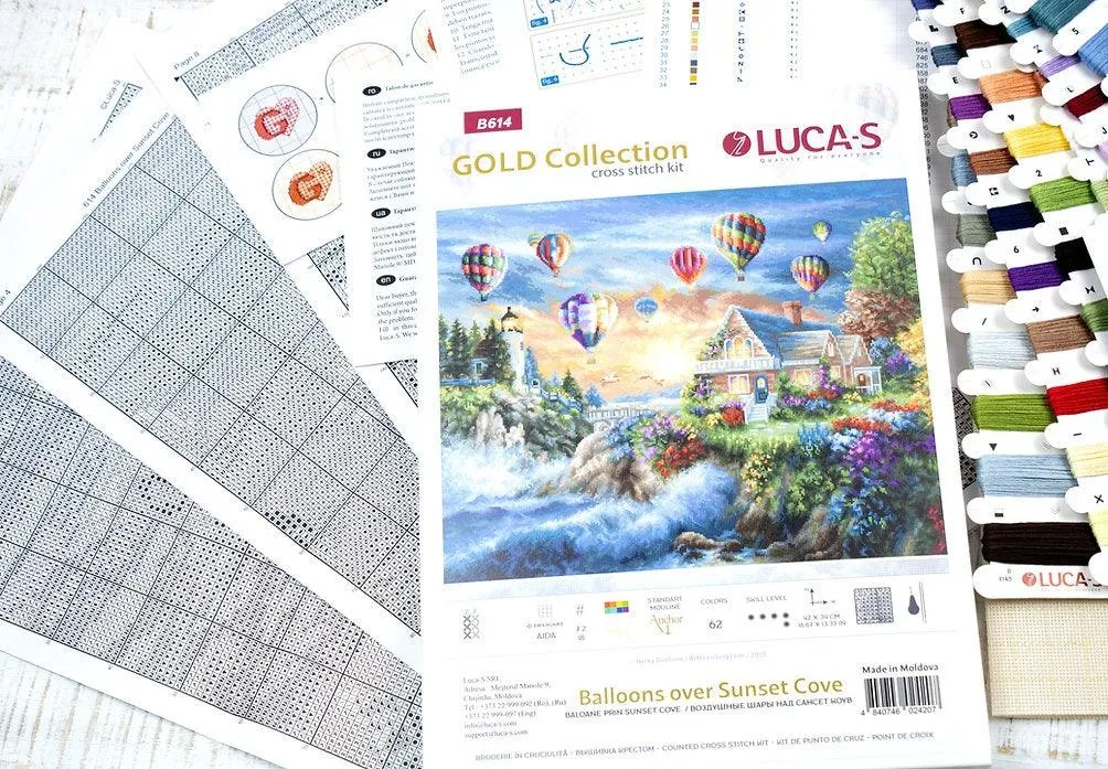 Balloons over Sunset Cove B614L Counted Cross-Stitch Kit