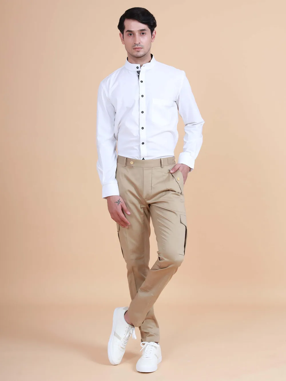 Bandhgala Shirt With Printed Trimming