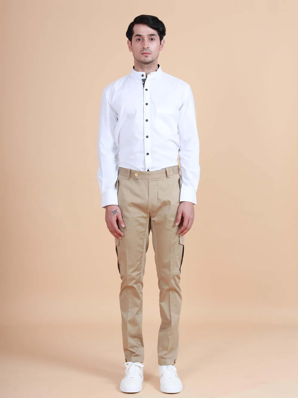 Bandhgala Shirt With Printed Trimming
