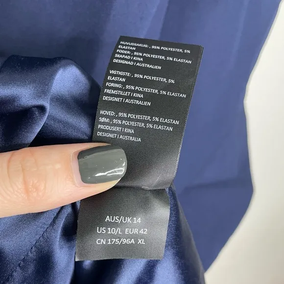 Bardot‎ Carmelle Navy Blue Ruffled Leg Slit Square Neck Cocktail Midi Dress NEW