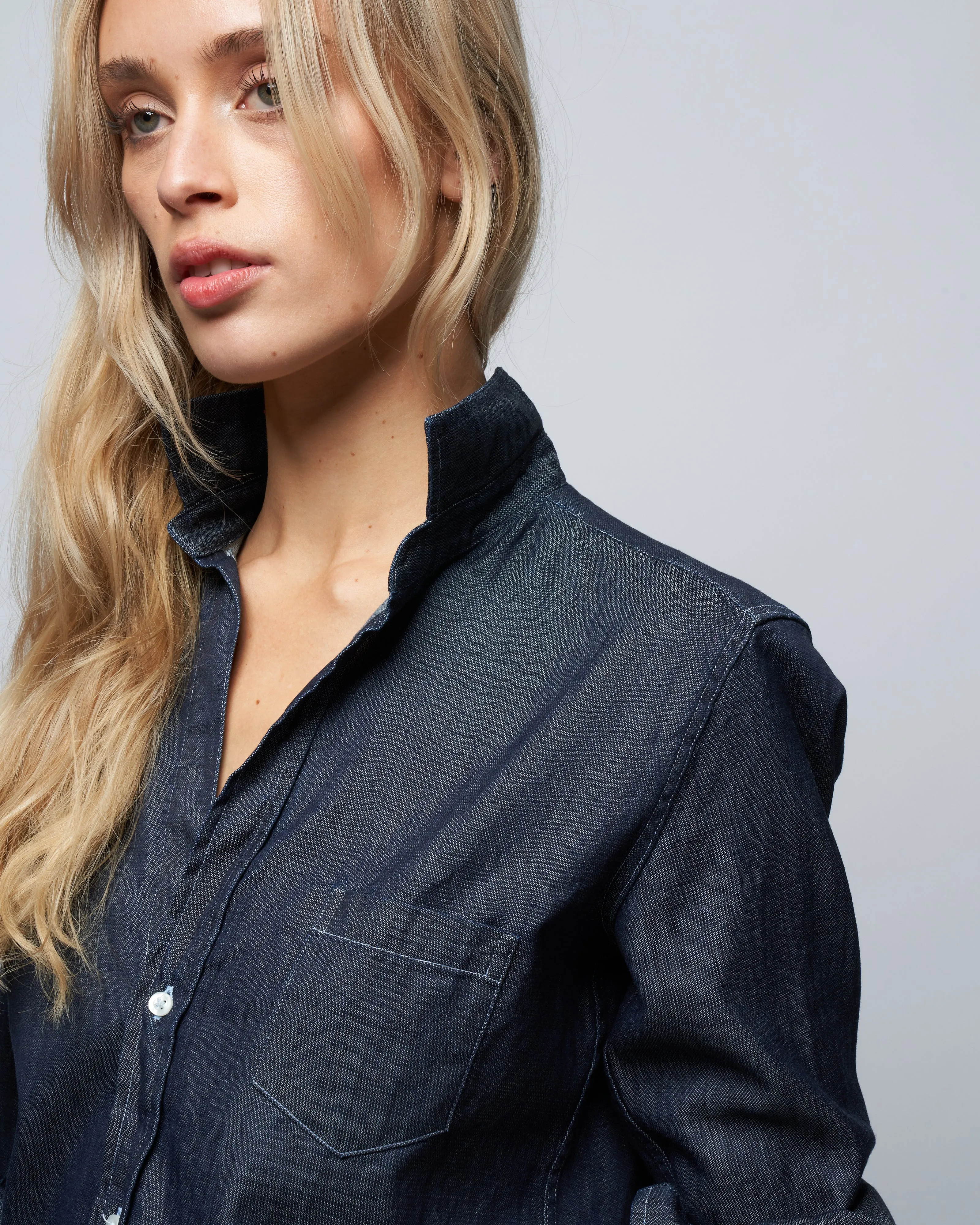 barry woven button up - raw rinse denim