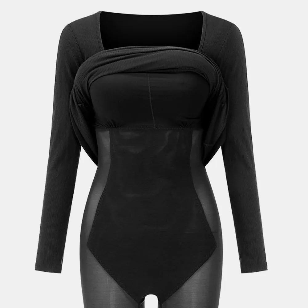 Basic Bae Built-In Shapewear Square Neck Long Sleeve Maxi Dress