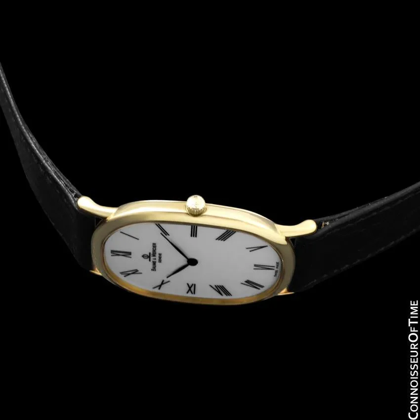 Baume & Mercier Golden Ellipse Mens Ultra Thin Watch - 18K Gold with Boxes & Band