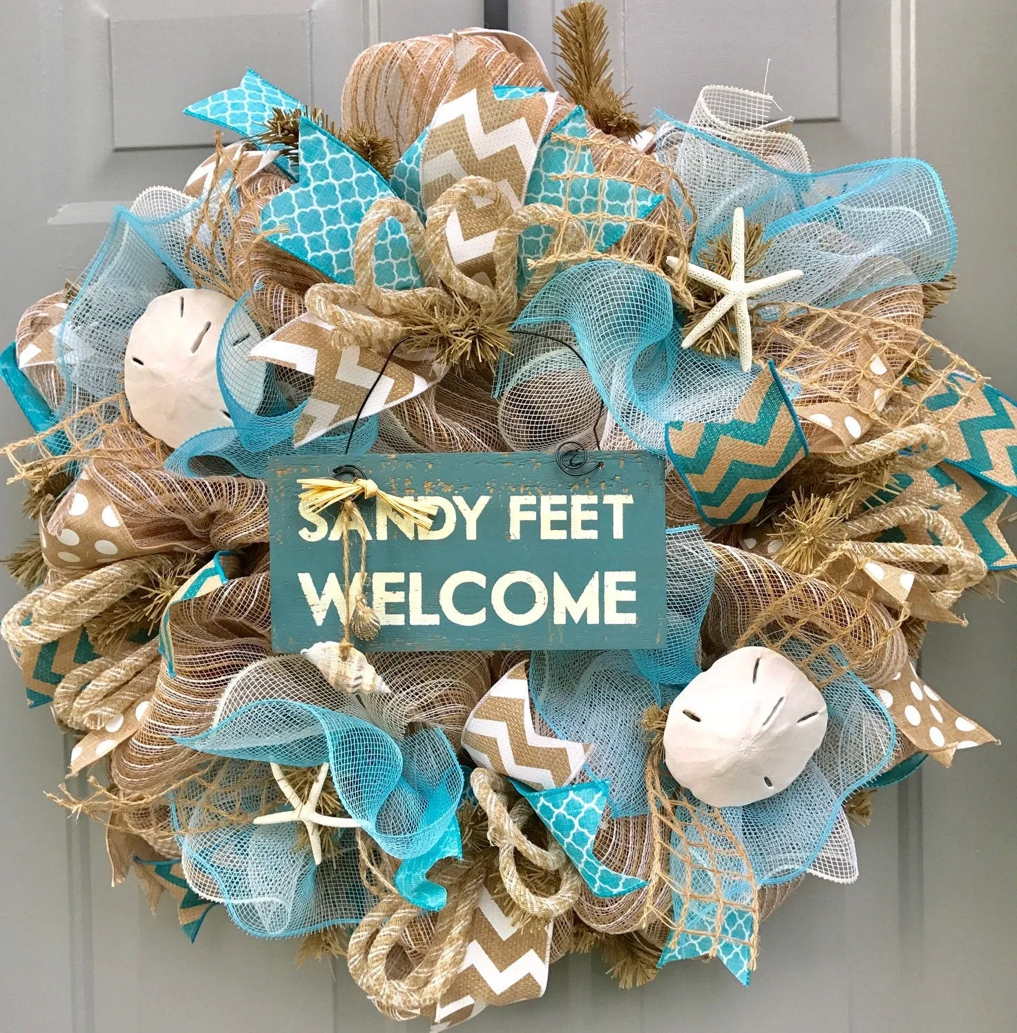 Beach Burlap Wreath Tutorial - Digital Video, How To Video, Sandy Feet Welcome Wreath