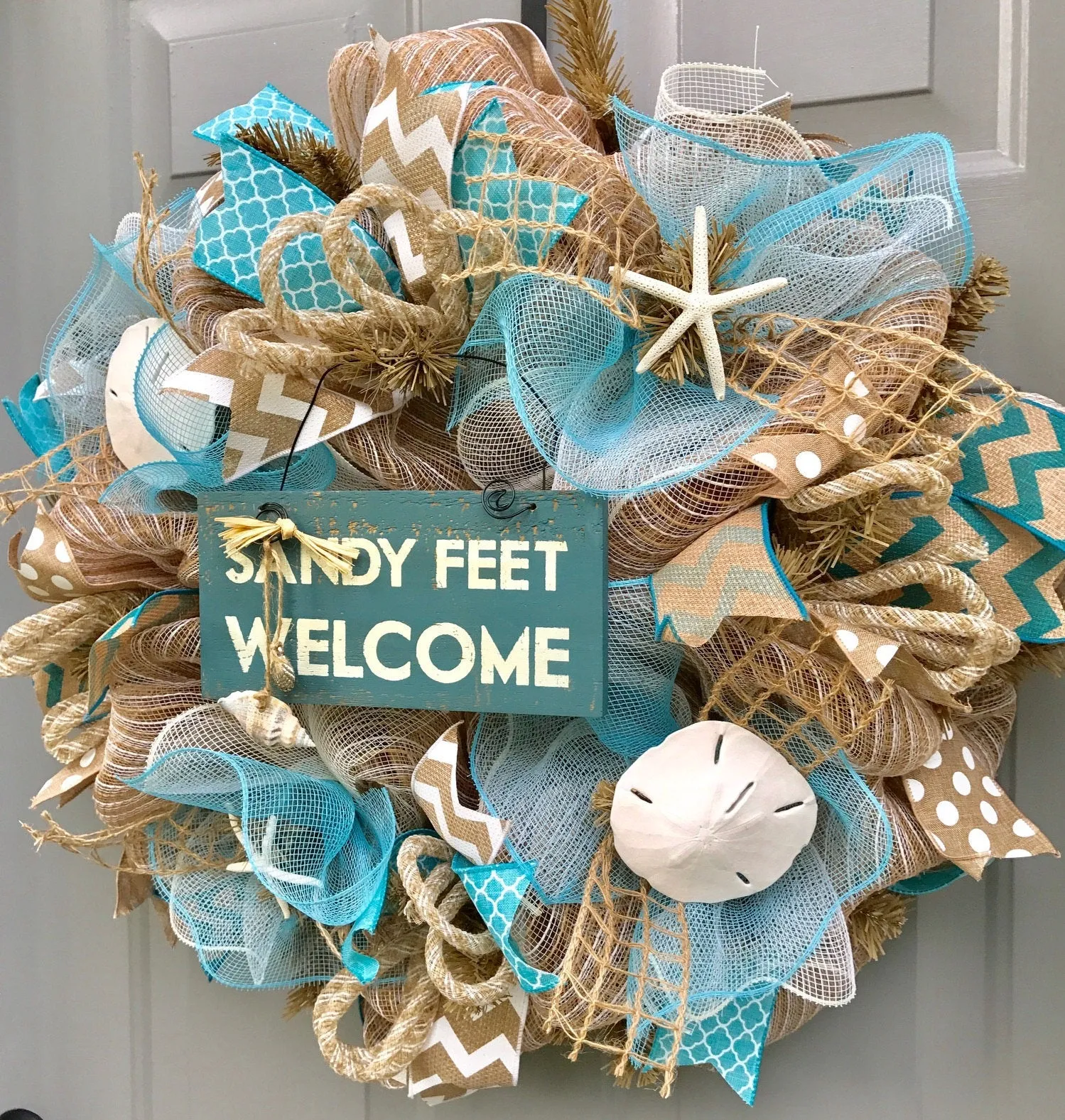 Beach Burlap Wreath Tutorial - Digital Video, How To Video, Sandy Feet Welcome Wreath