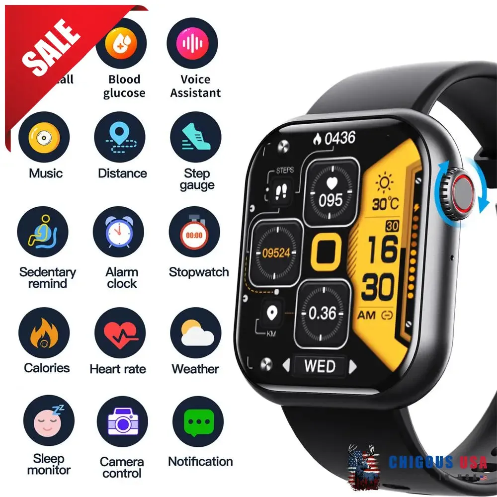 Bearscome BCF57 Blood Sugar Blood Pressure Heart Rate Blood oxygen Sleep Monitoring Waterproof Smartwatch