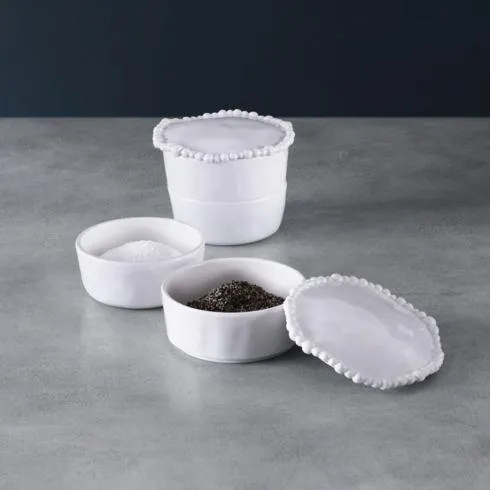 Beatriz Ball Vida Alegria White Stackable Salt-Pepper Cellar with Lid