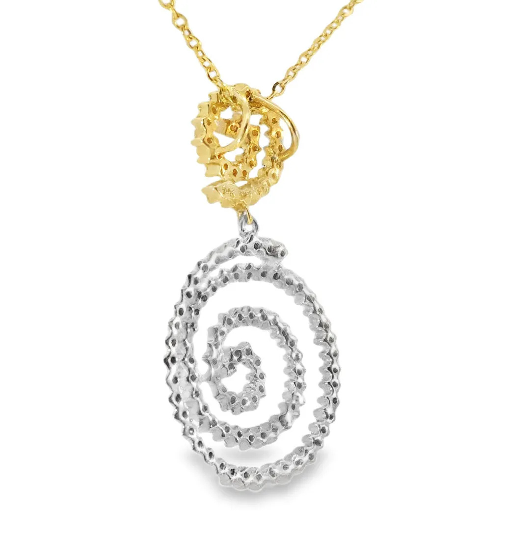 Beautiful 14K White Yellow Gold Diamond Slide Pendant