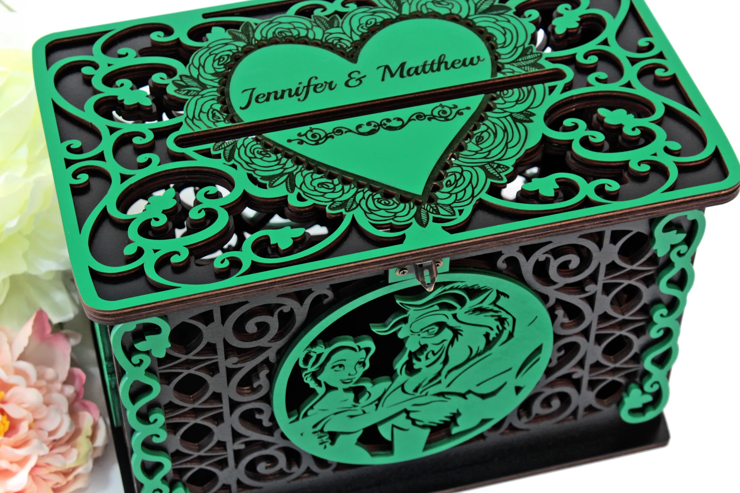 Beauty Beast Wedding Card Box Money Envelope Wishes Well Wedding Post