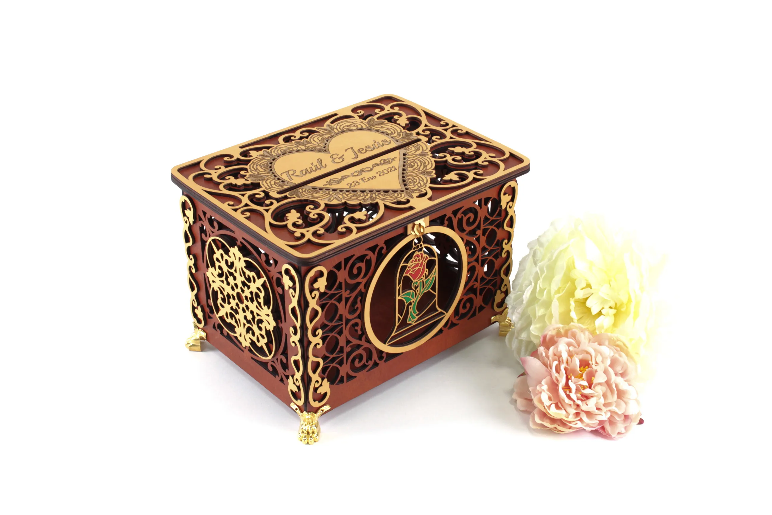 Beauty Beast Wedding Card Box the Enchanted Rose Card Holder Handmade
