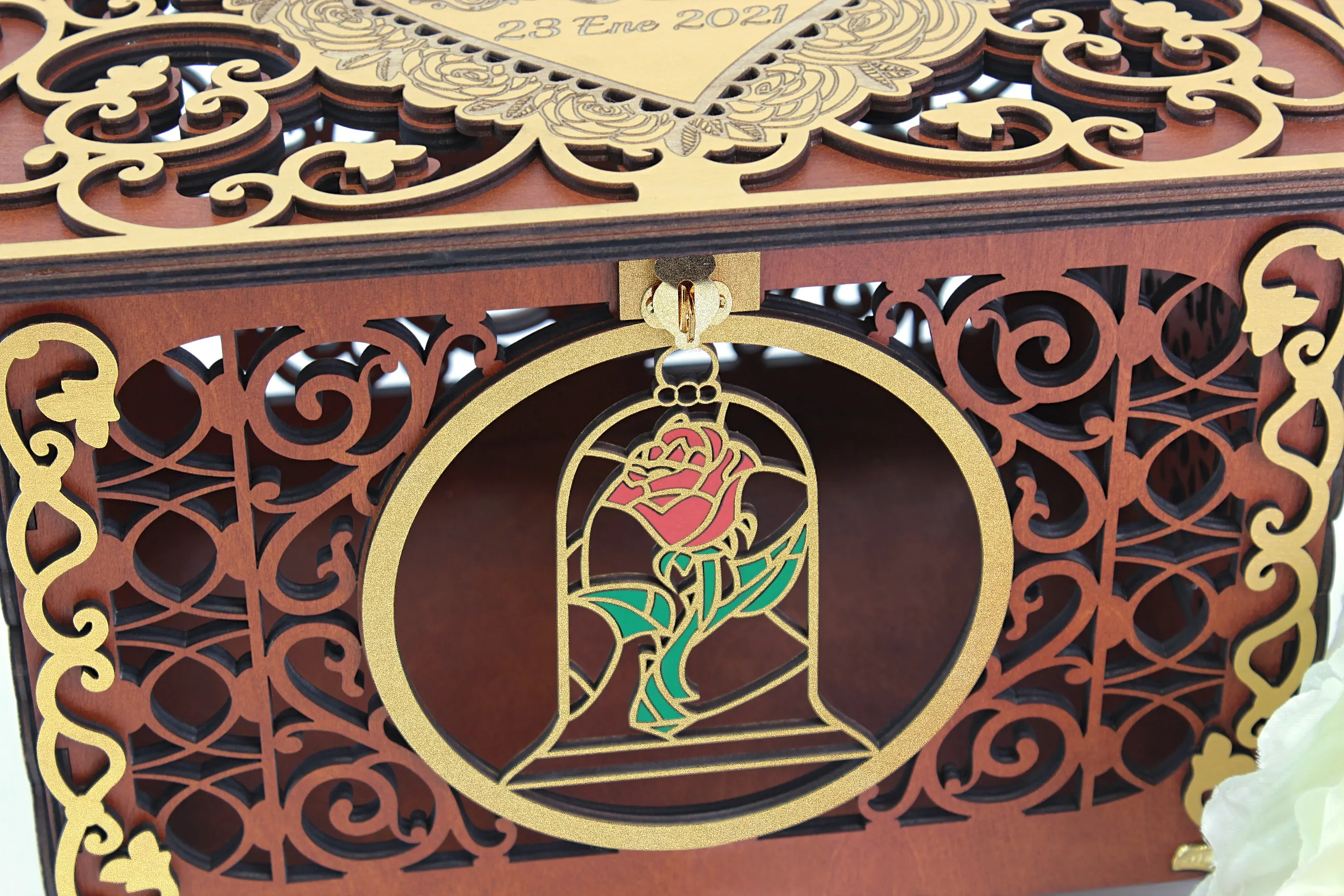 Beauty Beast Wedding Card Box the Enchanted Rose Card Holder Handmade