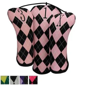 BeeJos Argyle Headcovers Fariway #3 Pink & Black Argyle