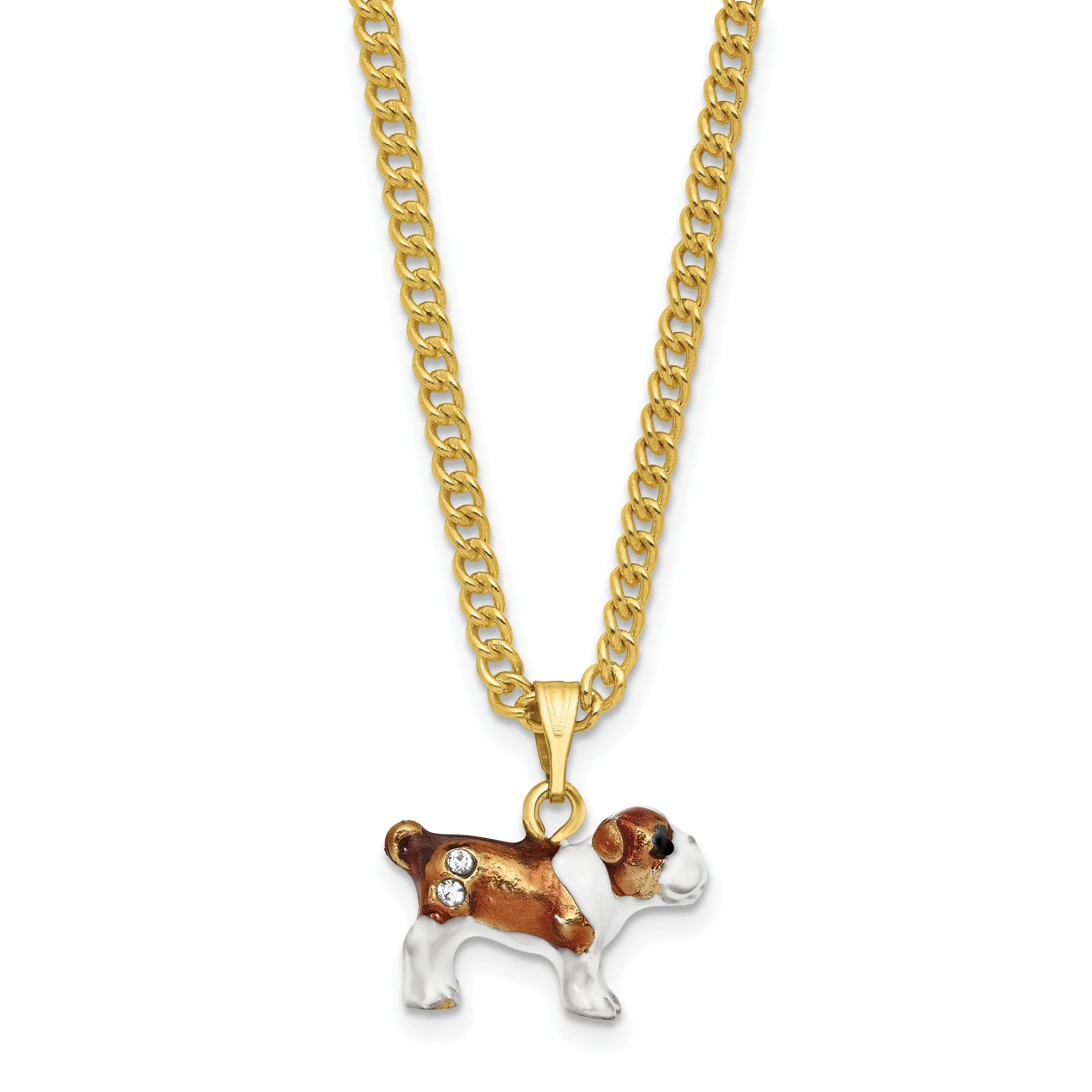 Bejewel Gold Brown White Color Finish MAC English Bulldog Trinket Box