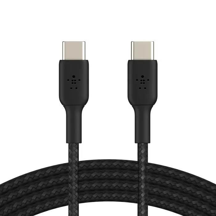 Belkin BoostCharge Braided USB-C to USB-C Cable 0.15M - White (CAB004bt0MWH), 60W, 480Mbps, 30K  Bend, Double-Braided,USB-IF Certified,2 Year Warranty