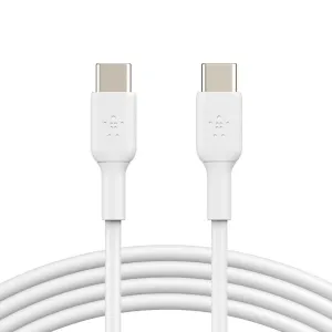 Belkin BoostCharge USB-C to USB-C Cable (1M) - White (CAB003bt1MWH), 60W, 480Mbps, 25K  bend, Samsung Galaxy, iPad, MacBook, Google, 2 Years Warranty