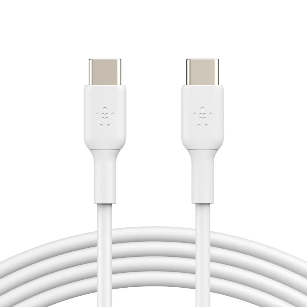 Belkin BoostCharge USB-C to USB-C Cable (1M) - White (CAB003bt1MWH), 60W, 480Mbps, 25K  bend, Samsung Galaxy, iPad, MacBook, Google, 2 Years Warranty