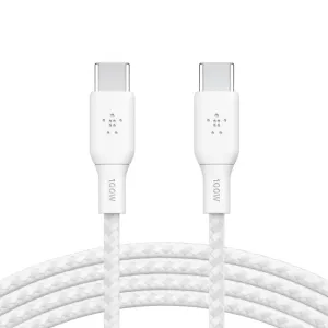 Belkin BoostCharge USB-C to USB-C Cable (3M) - White (CAB014bt3MWH),100W,480Mbps,30K  Bend,Double Braided,Samsung Galaxy,iPad,MacBook,2 Years Warranty