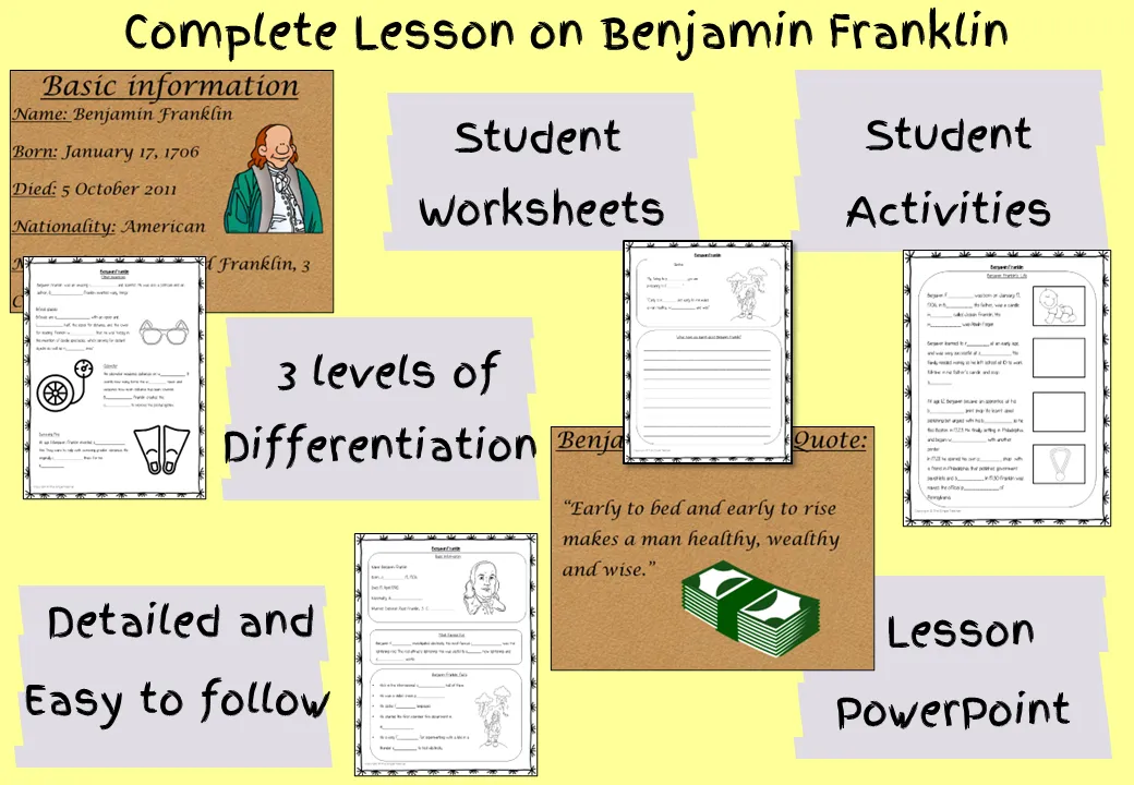 Benjamin Franklin Lesson and Escape Room Bundle