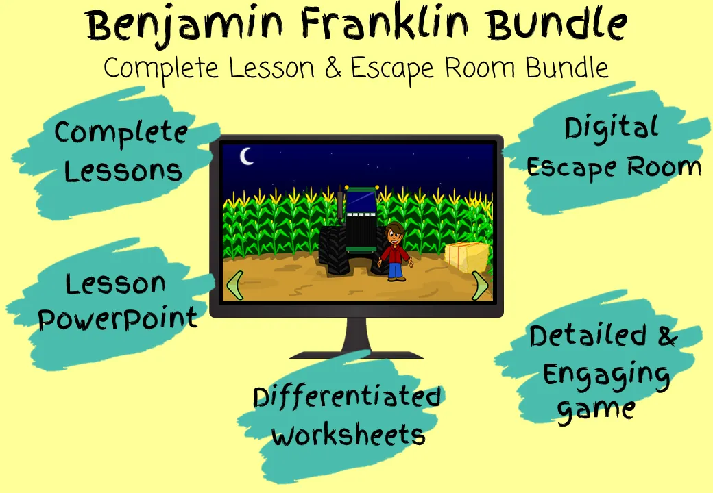 Benjamin Franklin Lesson and Escape Room Bundle