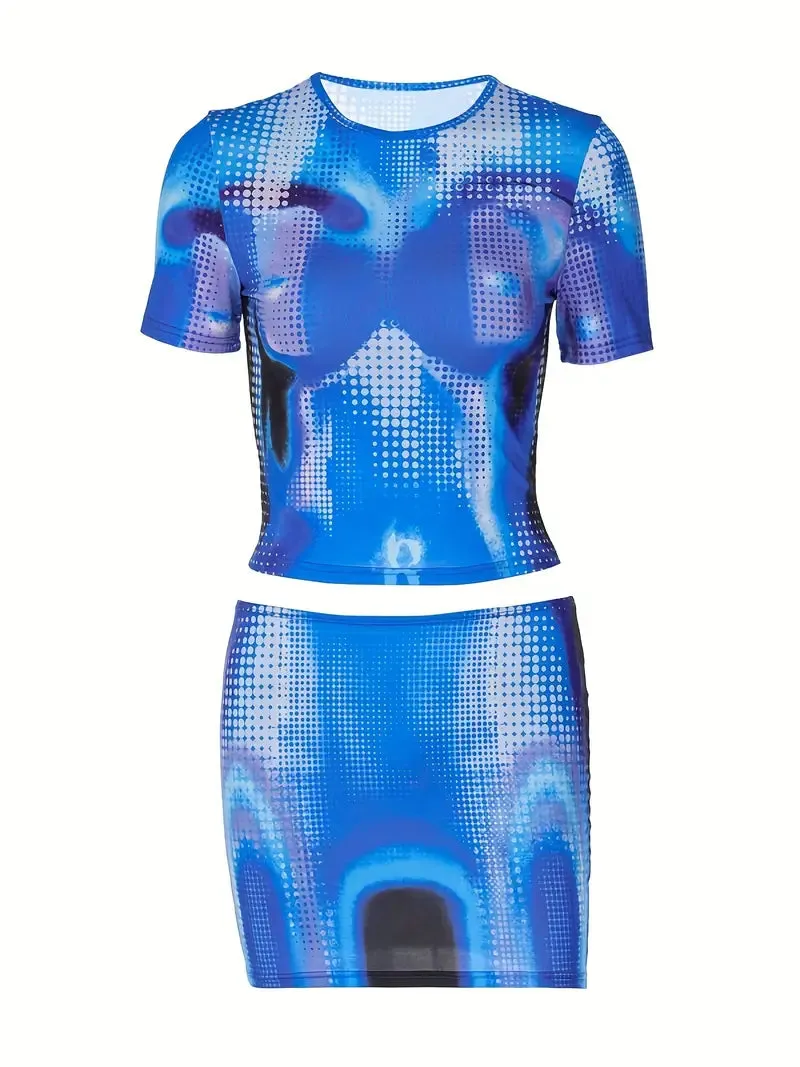 BerryBetty - Digital Diva Bold Blue Pixelated Two-Piece Set