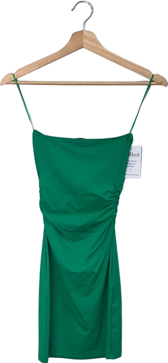 Bershka Green Ruched Mini Dress XS