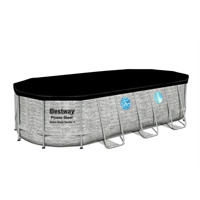 Bestway 18' X 9' X 48"/5.49M X 2.74M X 1.22M Oval Pool Set (Contents:One Pool, Filter Pump(220-240V), Ladder, Cover, ChemConnect Dispenser, Compatible with Cartridge 58012(III)220-240V)