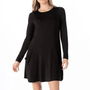Betabrand Women's NWT Summer Nights Silk Blend Travel Tunic Dress Sz Large Black