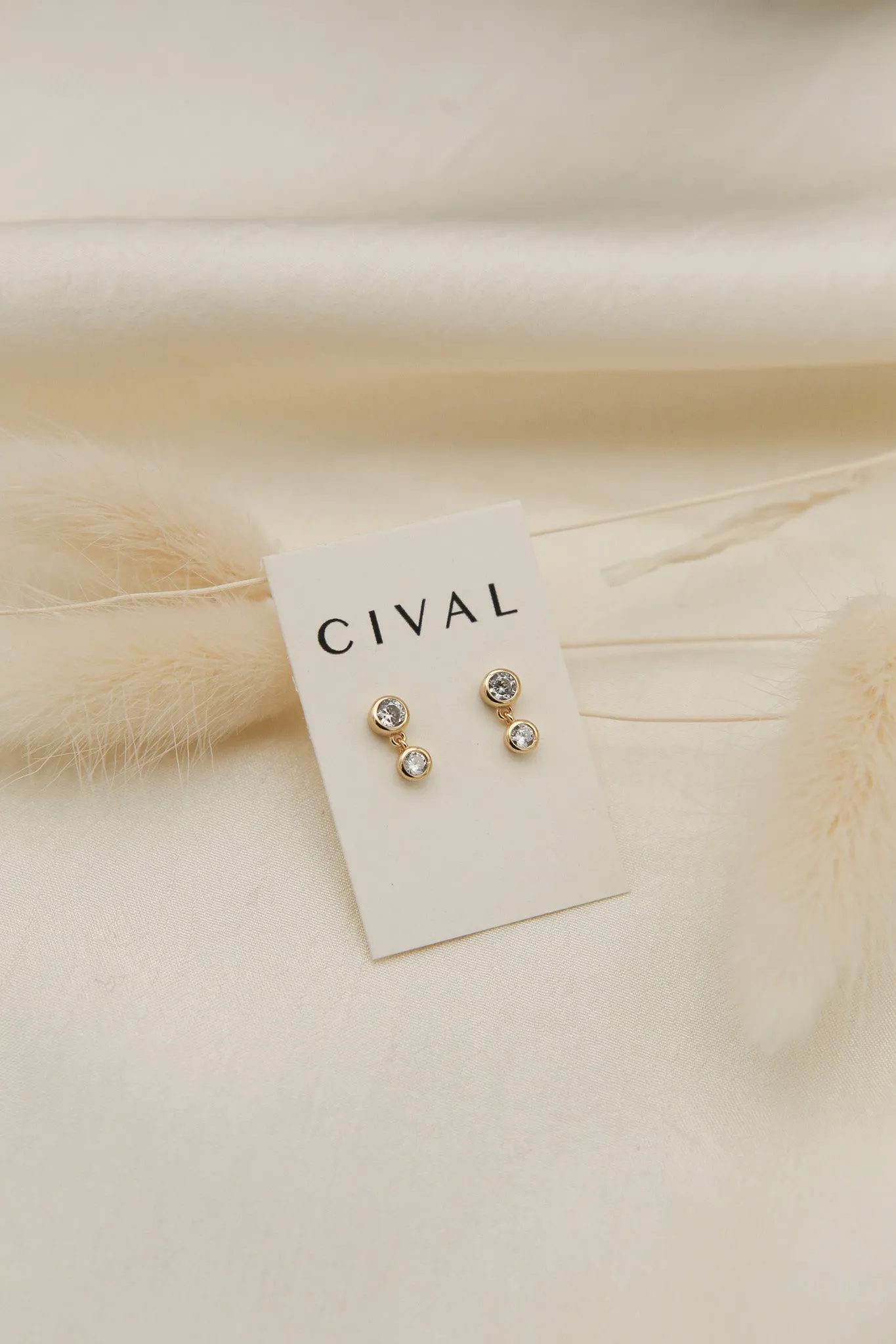 Bezel Set Teardrop Studs