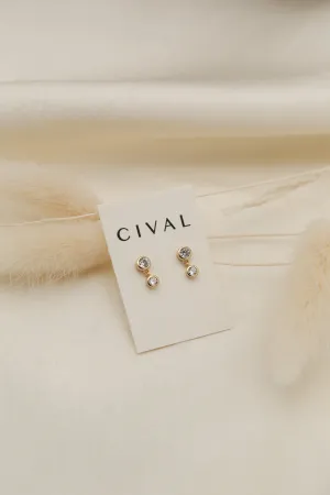 Bezel Set Teardrop Studs