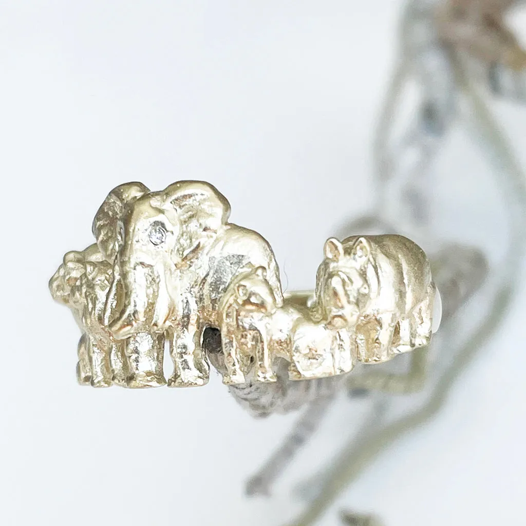 Big 5 Relief Ring in Yellow Gold