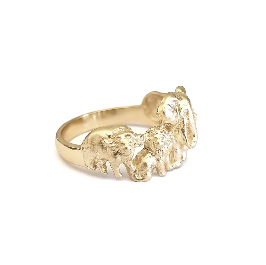 Big 5 Relief Ring in Yellow Gold