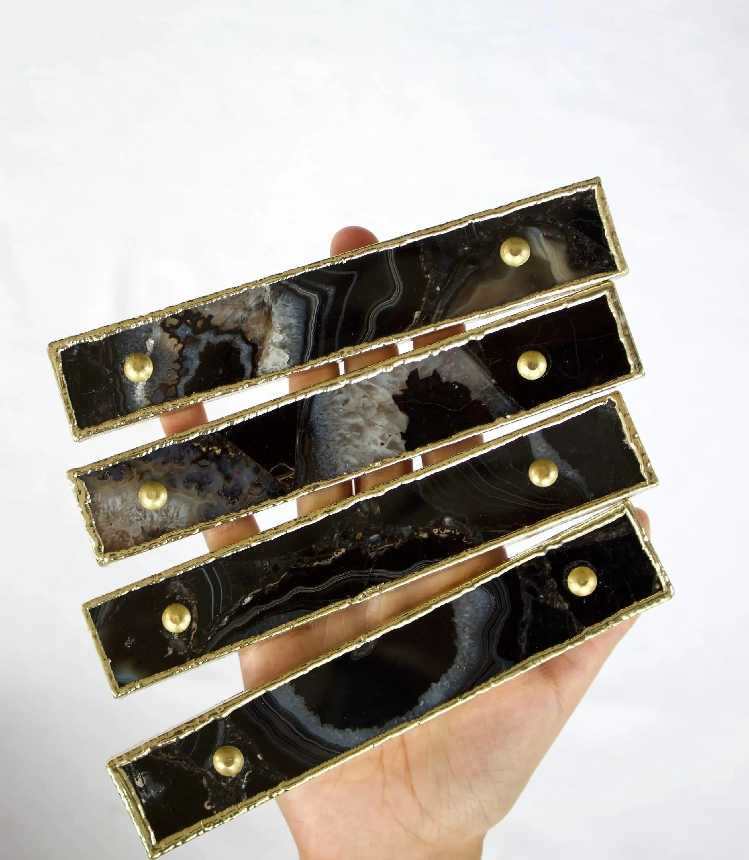 Black Agate Cabinet Door Pull Handle - Set of 4