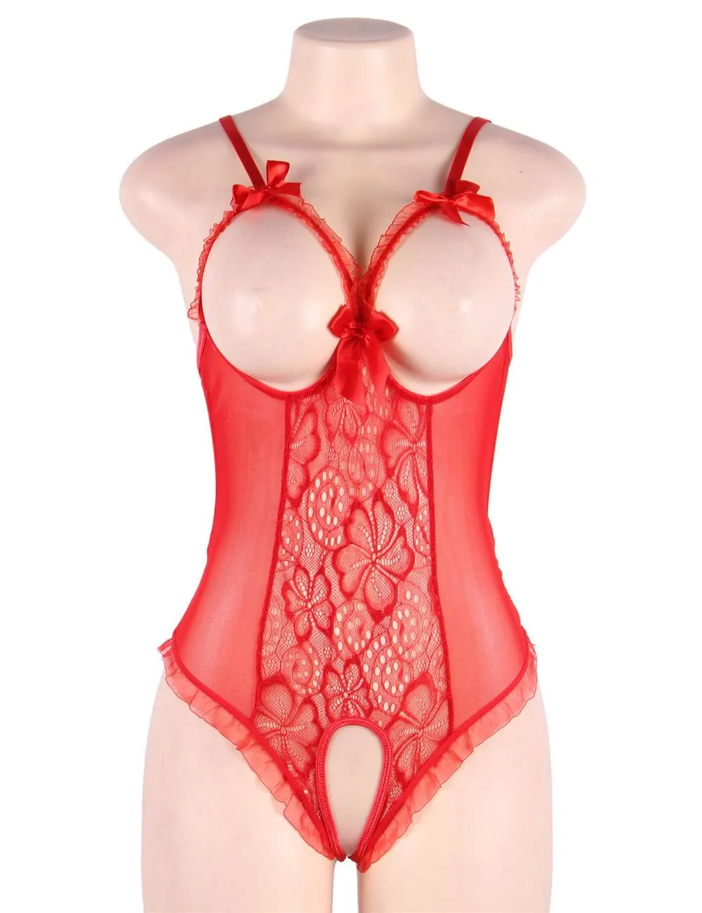 Black & Red Open Cup Crotchless One-piece Teddy Lingerie Egypt