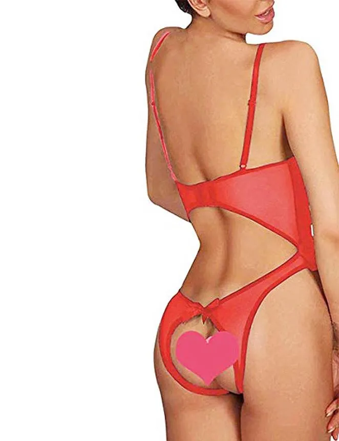 Black & Red Open Cup Crotchless One-piece Teddy Lingerie Egypt