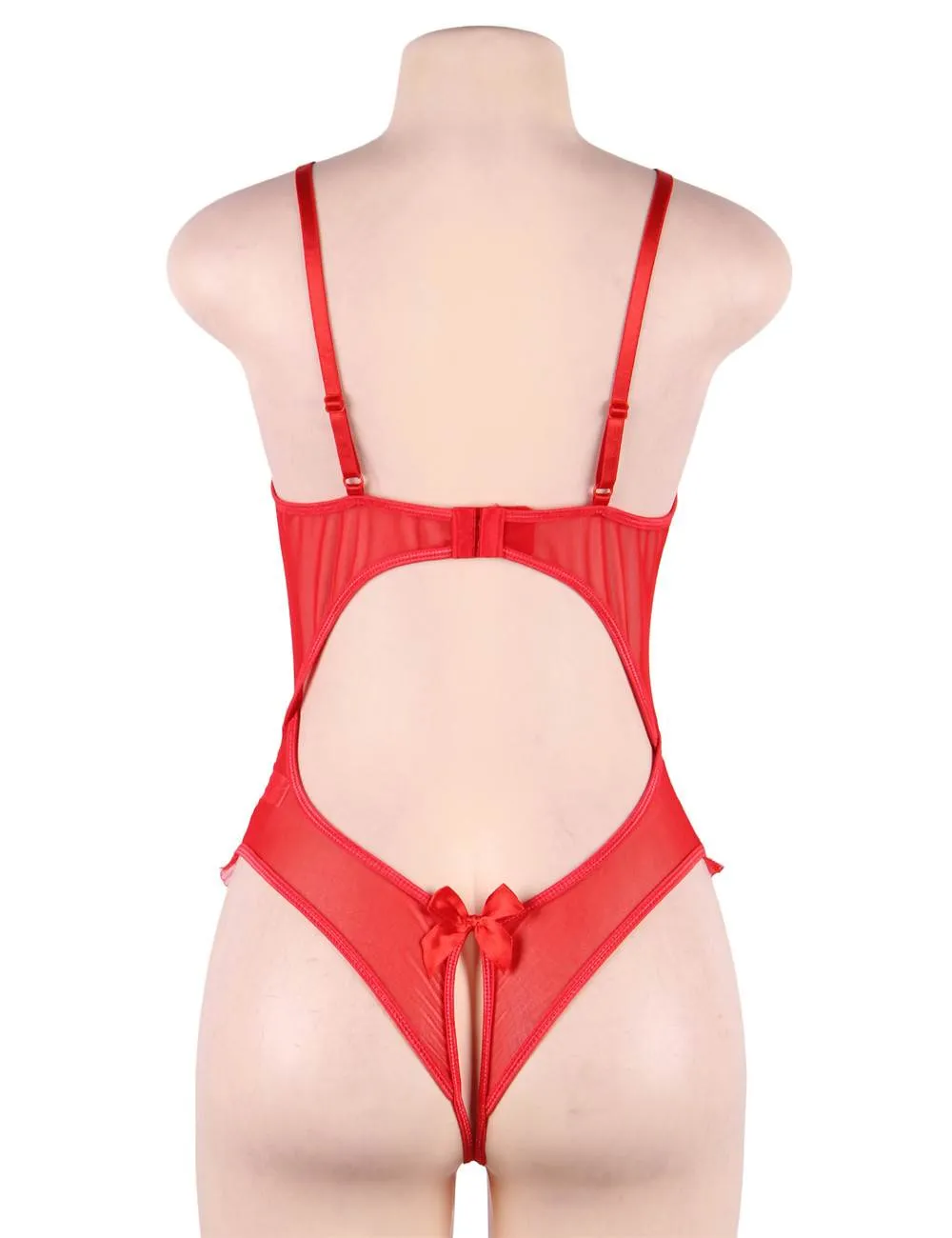 Black & Red Open Cup Crotchless One-piece Teddy Lingerie Egypt